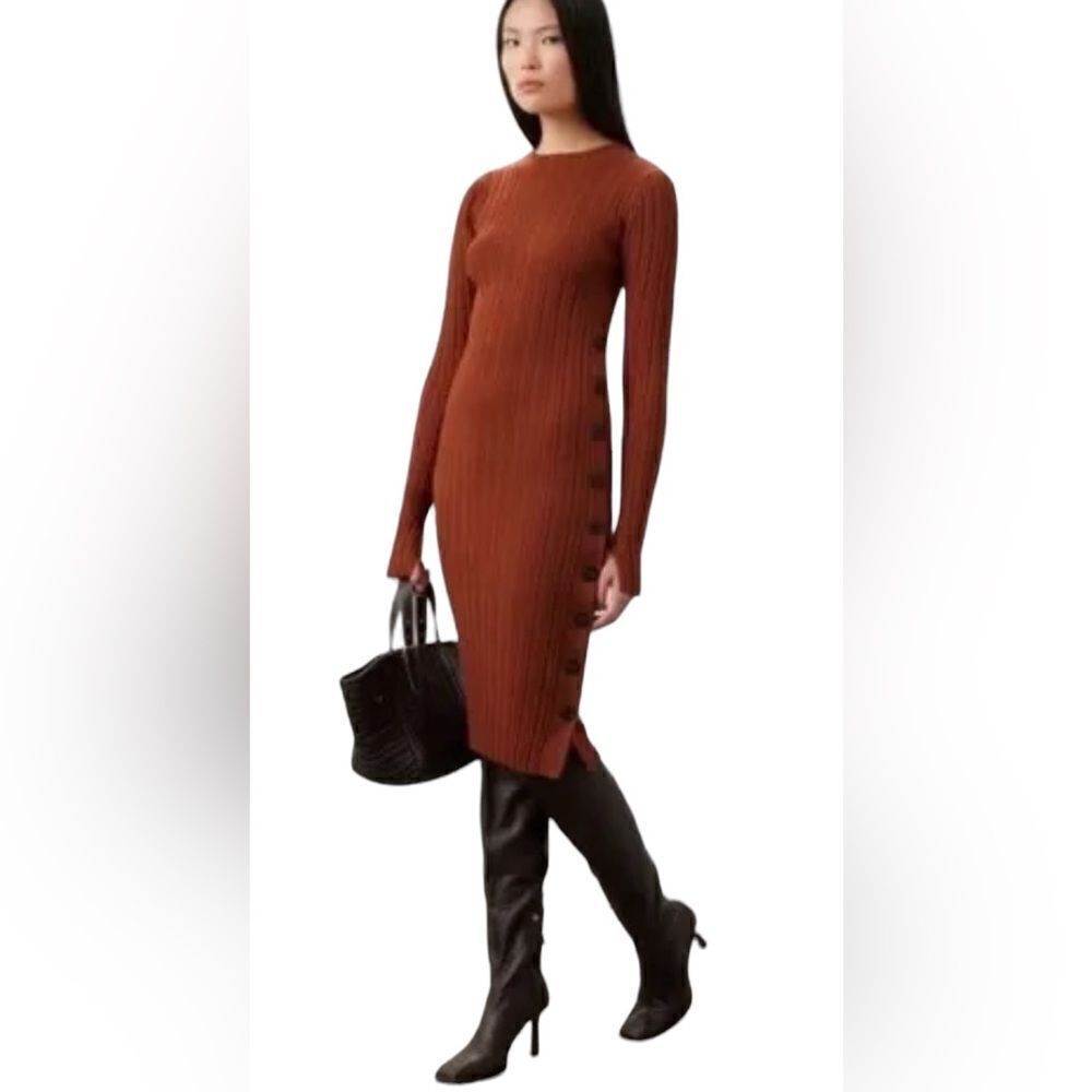 Adam Lippes Collective Rust Bodycon Sweater Dress Size XS